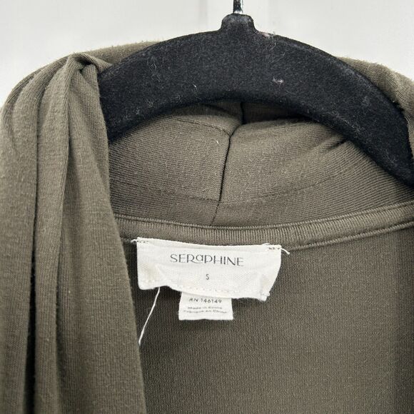 SERAPHINE Maternity Olive Green Long Line Open Cardigan Sweater Size Small - Picture 5 of 6